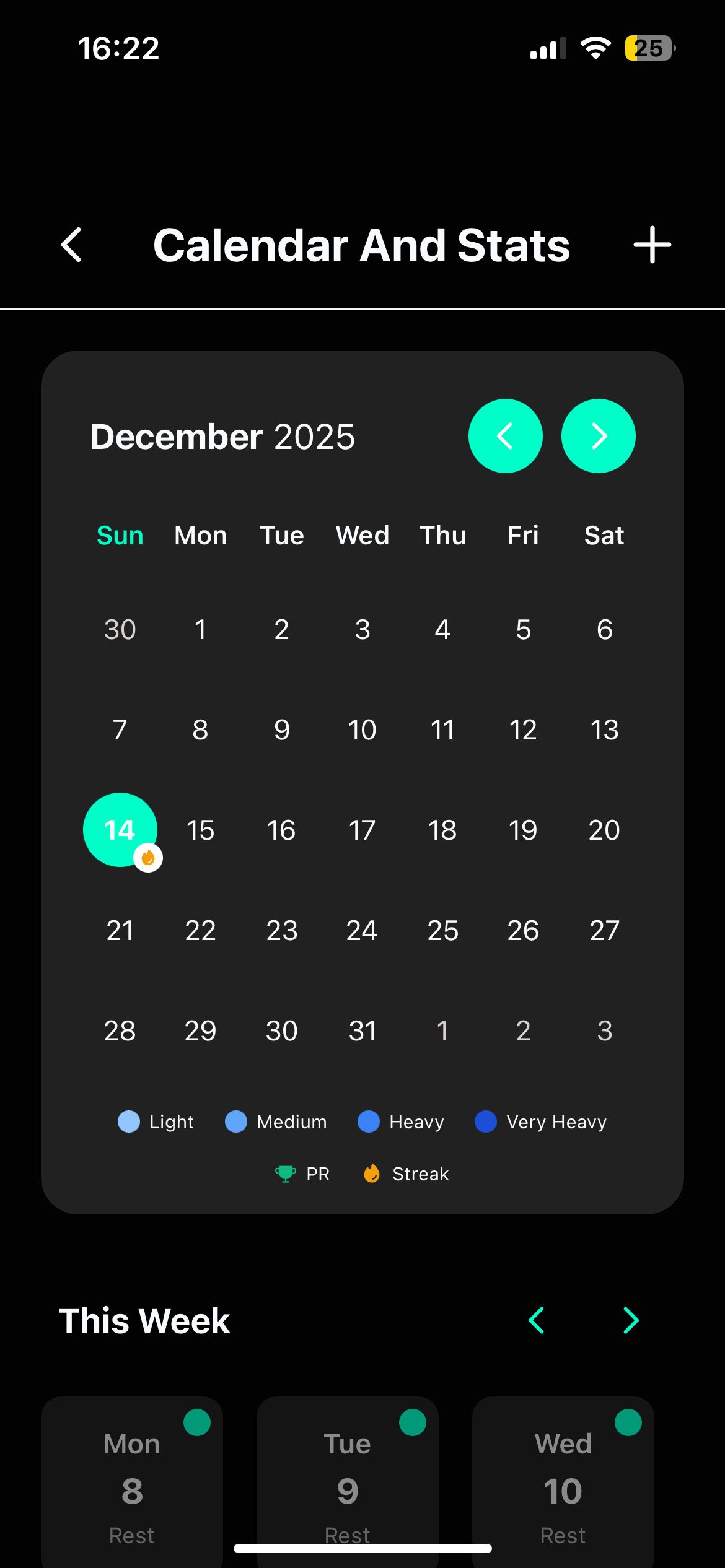 fit.ai Calendar and Stats