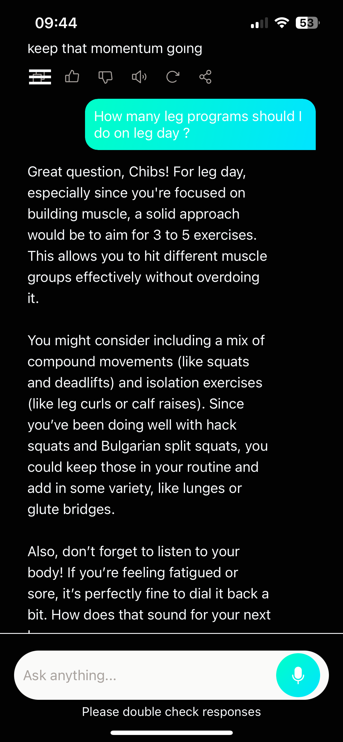 fit.ai AI Chatbot Interface